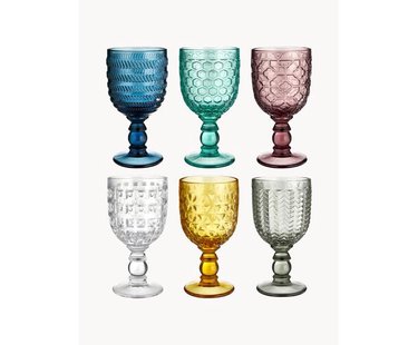 Wijnglazen Geometrie met structuurpatroon, set van 6