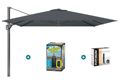 Platinum Challenger Telescope Zweefparasol premium - 3,5x3,5 - Faded Black met ingraafvoet en hoes Platinum Challenger Telescope Zweefparasol premium - 3,5x3,5 - Faded Black met ingraafvoet en hoes