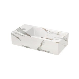 Riho Livit Tiny Fontein - 1 kraangat links - 41x20.5x10.5cm - keramiek - marmer wit W031008M00