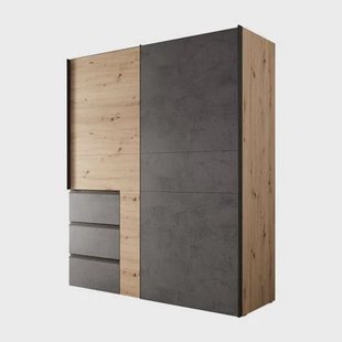 Meubella - Kledingkast Walter - Eiken - Grijs - 170 cm