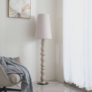 Lucande vloerlamp Lyndorin, beige, keramiek, 150 cm