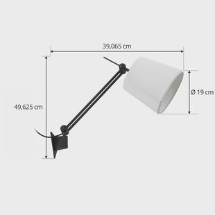 Lucande wandlamp Caelia, stekker, zwart, textiel, E27