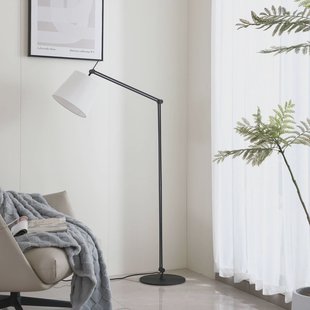 Lucande vloerlamp Caelia, zwart, textiel, verstelbaar