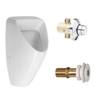 Urinoir Set Sapho Schwarn Met Drukplaat en Afvoer Wit