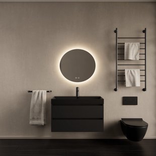 Badkamermeubelset Gliss Design Milan Met Lako Mat Zwarte Wastafel 60 cm Mat Zwart