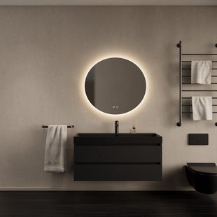 Badkamermeubelset Gliss Design Milan Met Lako Mat Zwarte Wastafel 100 cm Mat Zwart