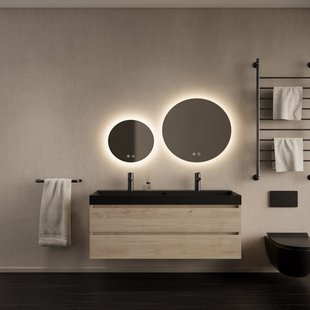 Badkamermeubelset Gliss Design Milan Met Lako Mat Zwarte Wastafel 120 cm Kastanje