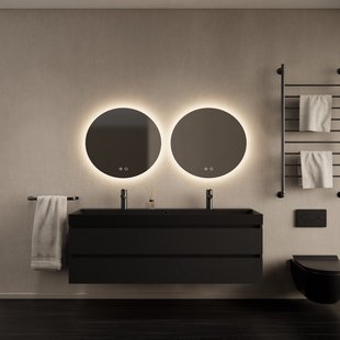 Badkamermeubelset Gliss Design Milan Met Lako Mat Zwarte Wastafel 140 cm Mat Zwart