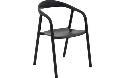 Goossens Stoel Prins met Massief Houten Frame zwart essenhout met armleuning,