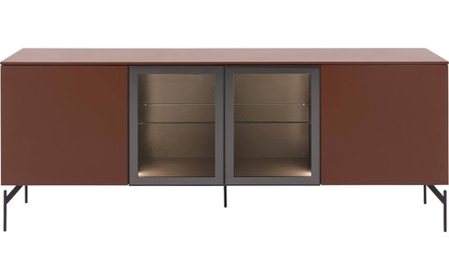 Goossens Excellent Dressoir Fame, 4 deuren staand (2 dichte deuren, 2 midden glasdeuren)
