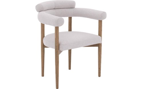 Goossens Excellent Eetkamerstoel Splinter lichtgrijs stof met armleuning, elegant chic