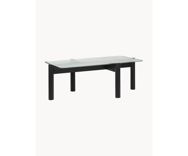 Salontafel Kob van beukenhout met glazen tafelblad