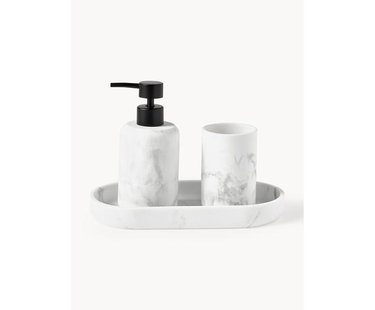 Badkameraccessoires Kyle in marmerlook, 3-delig