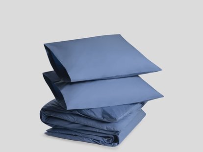 Yumeko Dekbedovertrek percal katoen serene blue 200x220 + 2/60x70 100% biologisch en fairtrade katoen, percal geweven