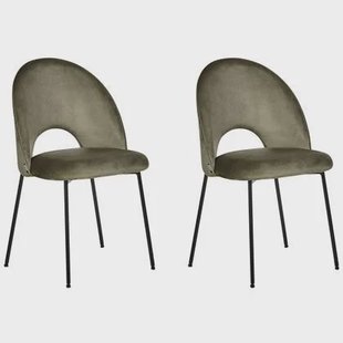 Beliani - COVELO - Eetkamerstoel set van 2 - Donkergroen - Fluweel