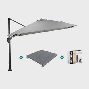 GI Hawaii zweefparasol Deluxe 300 x 300 cm. - Zand - met voet en hoes