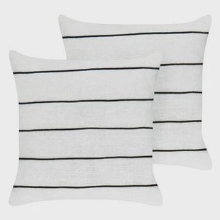 Beliani-MILAS-Sierkussen set van 2-Wit|Zwart-50 x 50 cm-Linnen