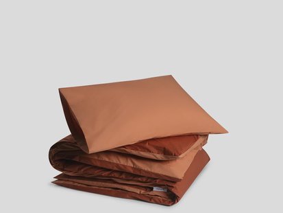 Yumeko Dekbedovertrek percal katoen double face terracotta/rusty red 140x220 + 1/60x70 100% biologisch en fairtrade katoen, percal geweven