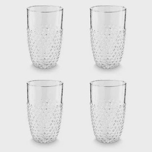 vtwonen Longdrinkglazen Dots - Glazen - Set van 4 Drinkglazen - 400 ml