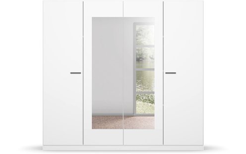 Goossens Basic Kledingkast Florenz, 4-deurs 2 spiegeldeuren - 226 cm breed