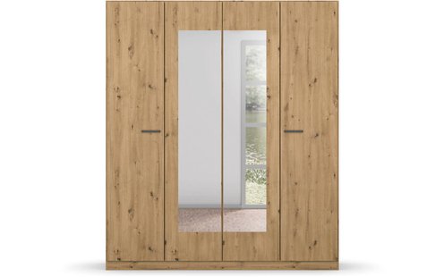 Goossens Basic Kledingkast Florenz, 4-deurs 2 spiegeldeuren - 181 cm breed