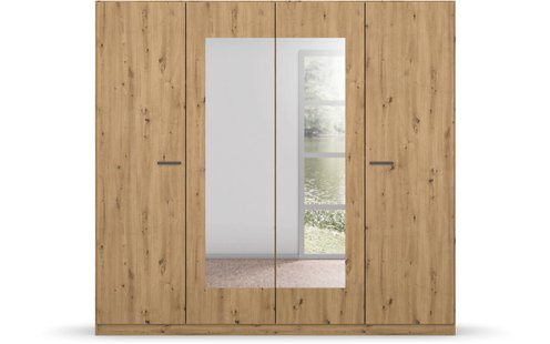 Goossens Basic Kledingkast Florenz, 4-deurs 2 spiegeldeuren - 226 cm breed