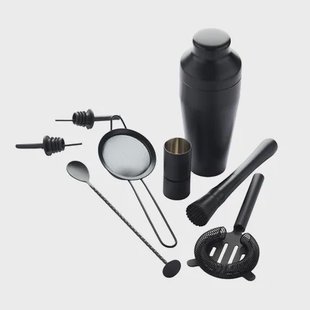 Point-Virgule - 8-delige cocktailset - RVS - zwart