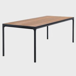 Four tuintafel 210x90 bamboe, zwart onderstel
