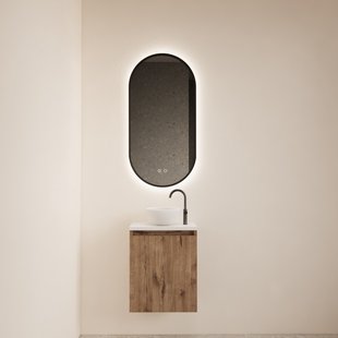 Fonteinmeubel BWS Meadow 40x50 cm Wellington Oak Incl. Topplaat Mat Wit