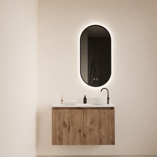 Fonteinmeubel BWS Meadow 80x50 cm Wellington Oak Incl. Topplaat Mat Wit