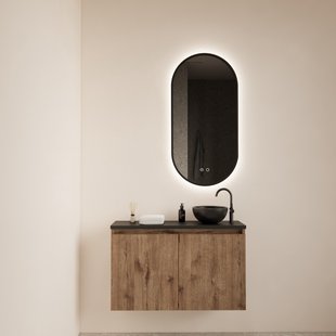 Fonteinmeubel BWS Meadow 80x50 cm Wellington Oak Incl. Topplaat Mat Zwart