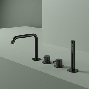 Hotbath Ace Badmengkraan - Badrandcombinatie - éénhendel - 2-weg omstel - handdouche - uitloop - zwart geborsteld PVD AC073MBP