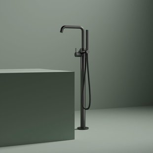 Hotbath Ace Afbouwdeel - badmengkraan - vrijstaand - doucheslang - handdouche - zwart geborsteld PVD AC177EXTMBP