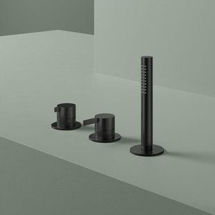 Hotbath Ace Badmengkraan - Badrandcombinatie - éénhendel - 2-weg omstel - handdouche - zwart geborsteld PVD AC075MBP