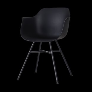 Noa-Puk kunststof tuinstoel zwart - zwart onderstel