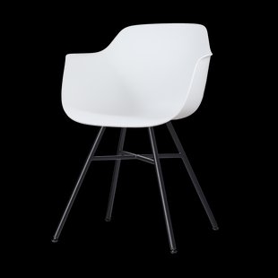 Noa-Puk kunststof tuinstoel wit - zwart onderstel