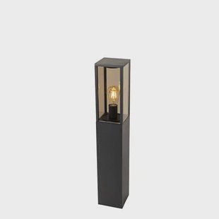 QAZQA Staande buitenlamp zwart met smoke 80 cm IP44 - Charlois