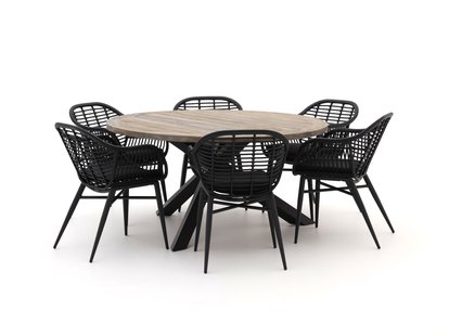 Intenso Azora/ROUGH-Y ø150cm dining tuinset 7-delig - Laagste prijsgarantie!