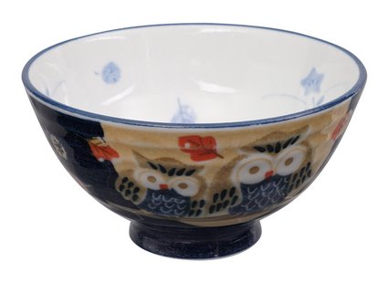 Blauw/Witte Kom met Uil Figuur - Kawai - 300ml - 11.5x6cm