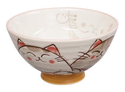 Witte Kom met Kattenfiguur - Kawai Collectie - 300ml - 11.5 x 6cm