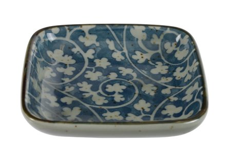 Blauw/Witte Sojasaus Schaal - Traditioneel Aziatisch Ontwerp - 9 x 9 x 1.6 cm