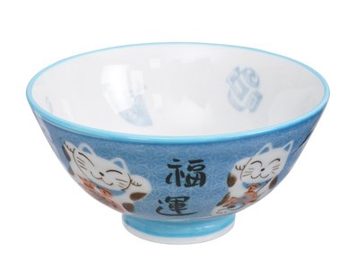 Blauwe Kom met Kattenfiguur - Kawai - 250ml - 11.2 x 6cm