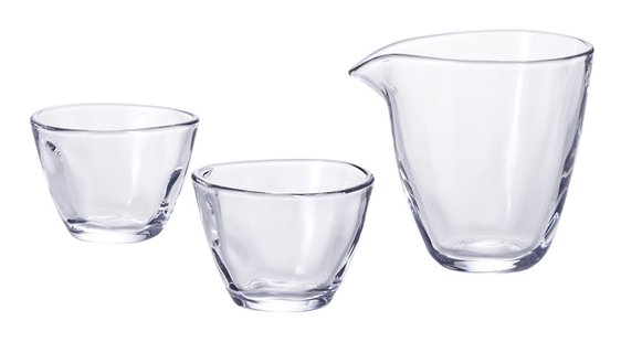 Glazen Sakeset - Transparant - Set van 3 - 220ml & 90ml