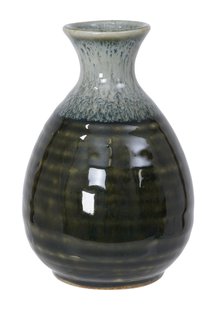 Wit/Groene Sakefles - Keramiek - 8 x 12.5 cm