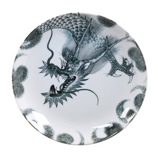 Zwart Bord met Drakenontwerp - The Oriental Shop - Diameter 25.3cm