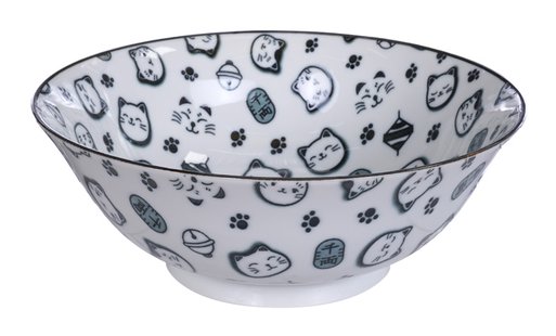 Zwart/Witte Kom - Lucky Cats Collectie - 1000ml - 18.2x7.7cm