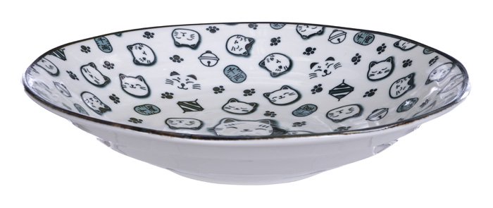 Zwart/Wit Bord - Lucky Cats Collectie - Ø 25.3 x 5cm