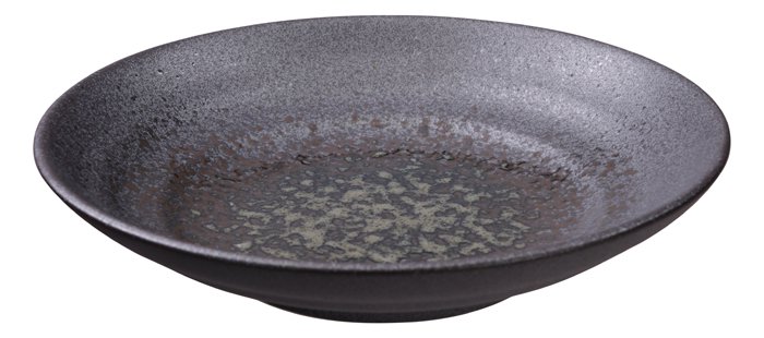 Zwart Bord - Minoyaki - Diameter 23 cm, Hoogte 5 cm