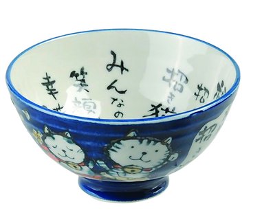 Kawaii Cat Blauwe Kom - Oosterse Keuken - 250ml - 11.5 x 6.2 cm