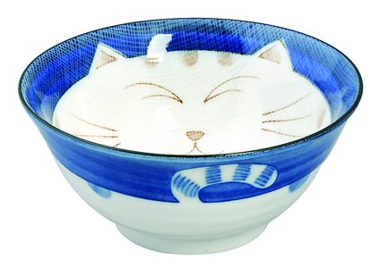 Kinderservies Kom - Kawaii Cat Blauw - 500ml 15x7cm